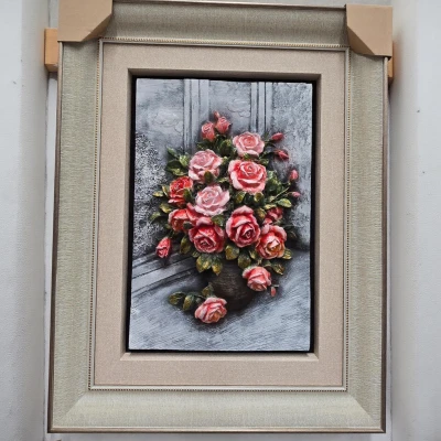 Blooming Grace: Rose Bouquet Wall Frame